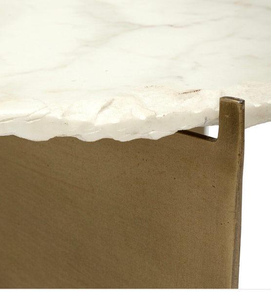Oval Marble & Gold Iron Coffee Table