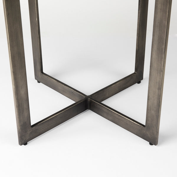 48” Brown Wood & Iron Dining Table