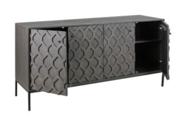Raised Honeycomb 4 Door Cabinet