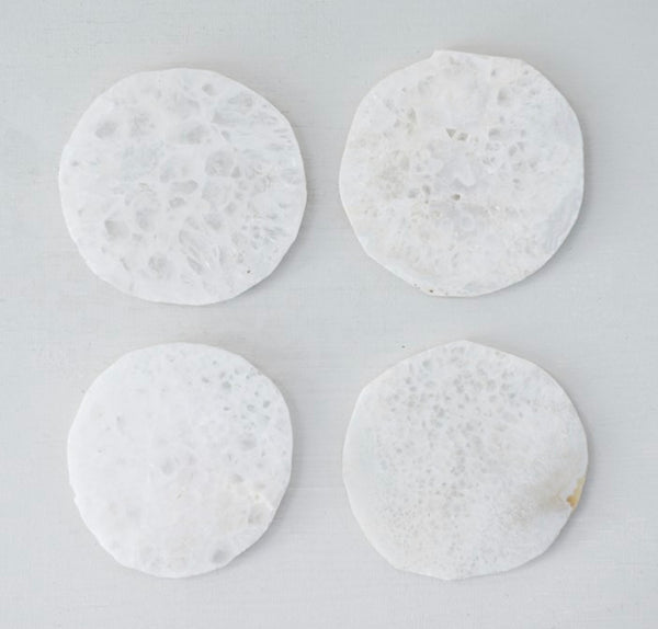 White Quartz Coaster Set
