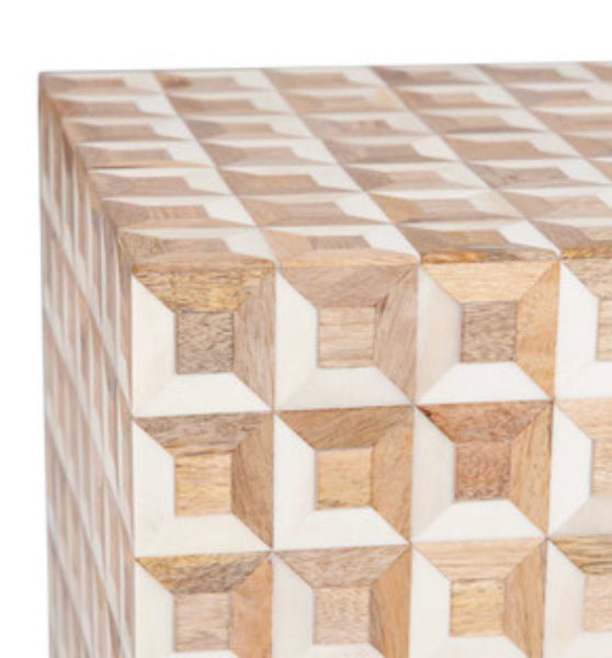3D Pattern Bone & Wood Stool
