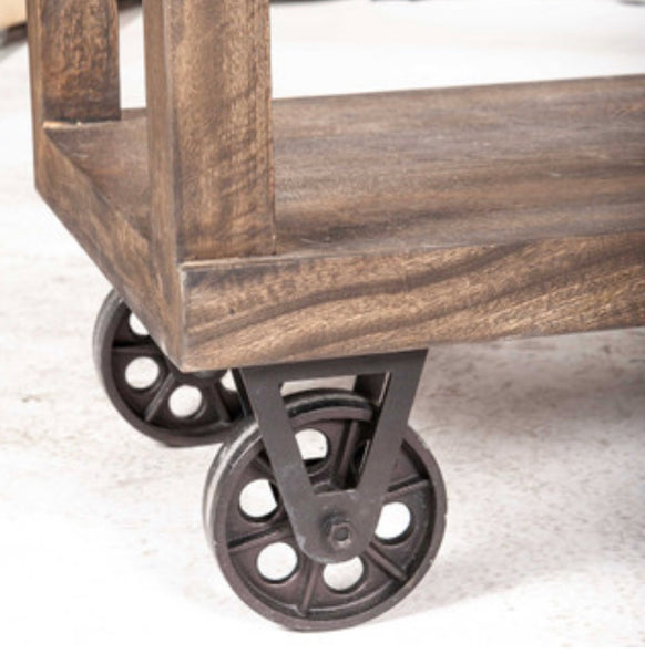Reclaimed Mango Rolling Bookshelf