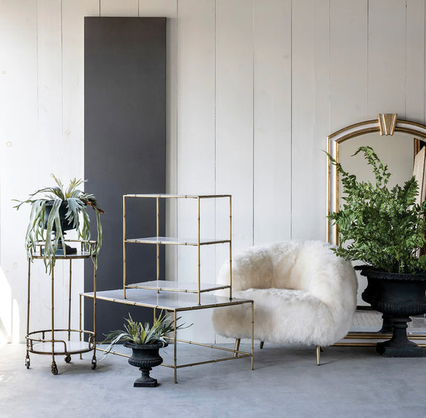 2Tier Marble Side Table on Wheels