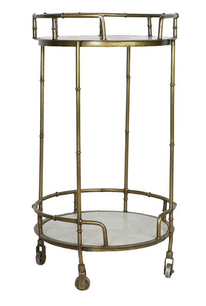 2Tier Marble Side Table on Wheels