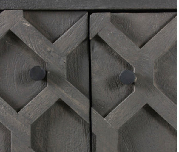 Raised Honeycomb 4 Door Cabinet