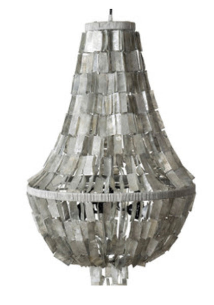 Grey Capiz Shell Teardrop Chandelier