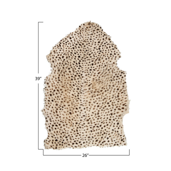 Leopard Print Goat Fur Rug 2’x3’