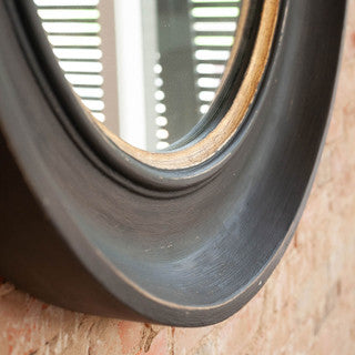 35” Black & Gold Wooden Mirror