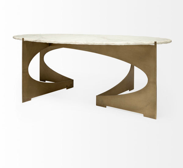 Oval Marble & Gold Iron Coffee Table