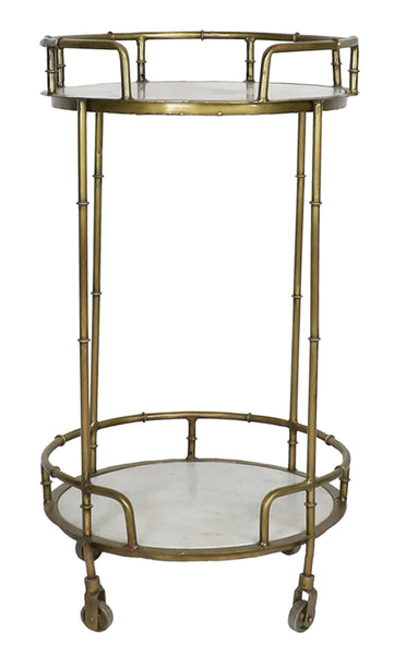 2Tier Marble Side Table on Wheels