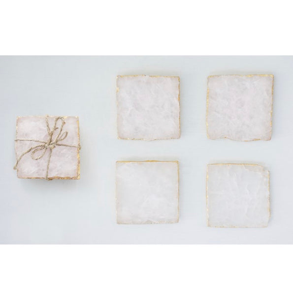 Agate Coaster Set w/ Gold, Pink