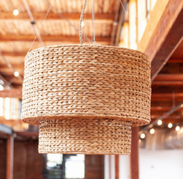 32” Seagrass Drum Chandelier