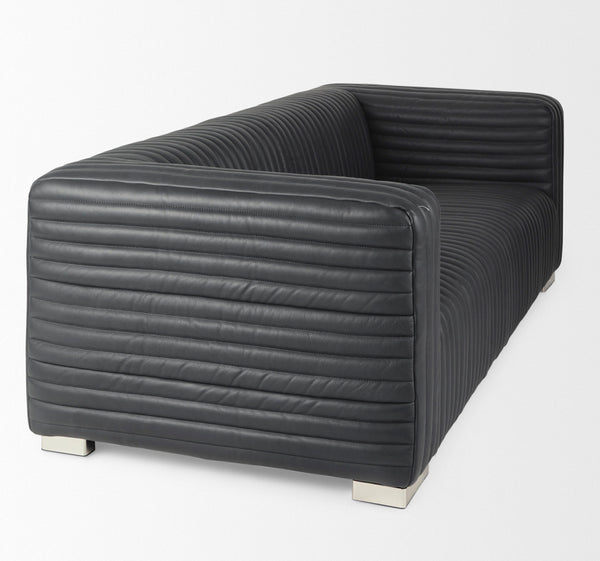 Black Top Grain Leather Sofa