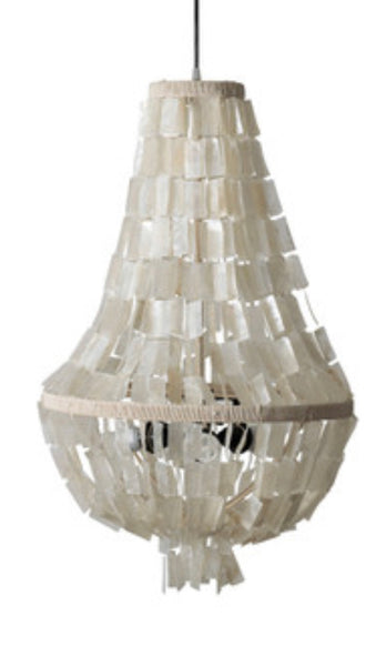 White Capiz Shell Teardrop Chandelier