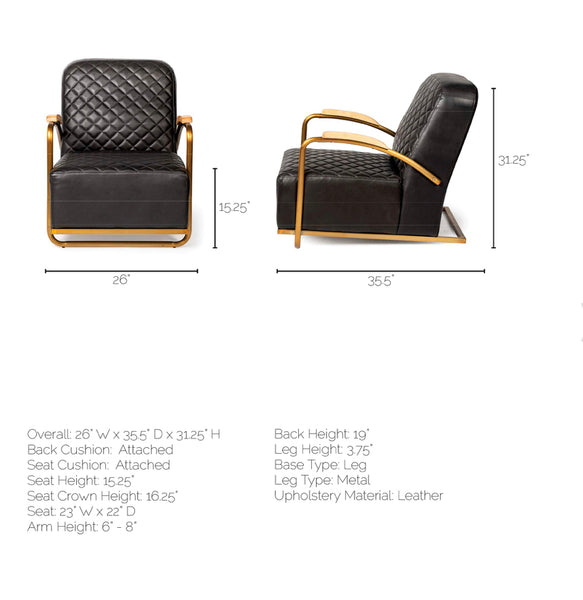 Black Leather Diamond Pattern Chair