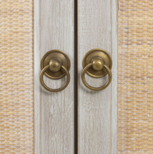 Teakwood & Cane White Cabinet