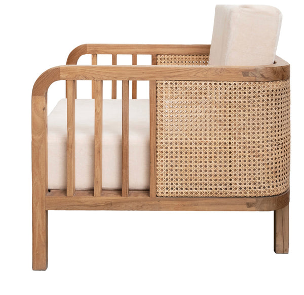 Teakwood & Cane Accent Chair