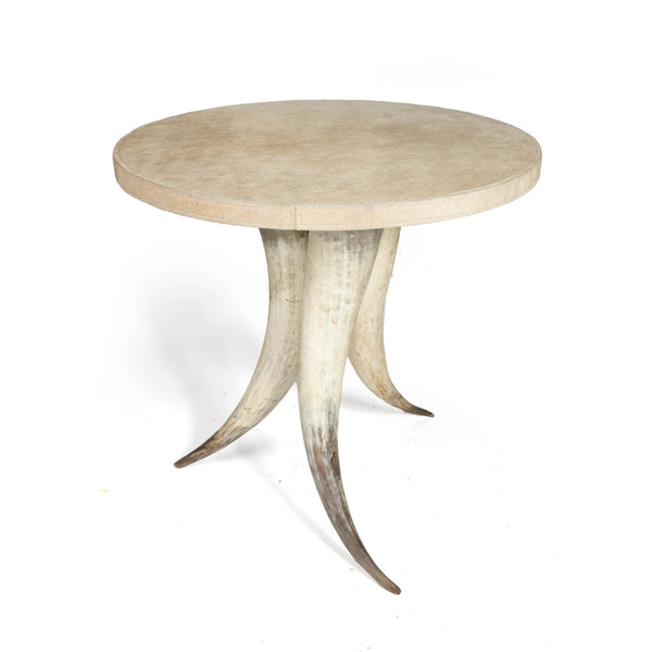 Cow Horn Table w/ Cream Cowhide Top