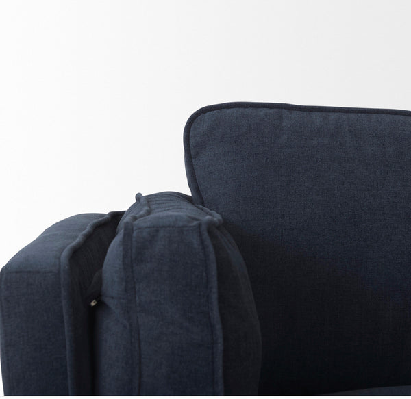 Navy Blue Fabric Sofa w/ Wood Feet