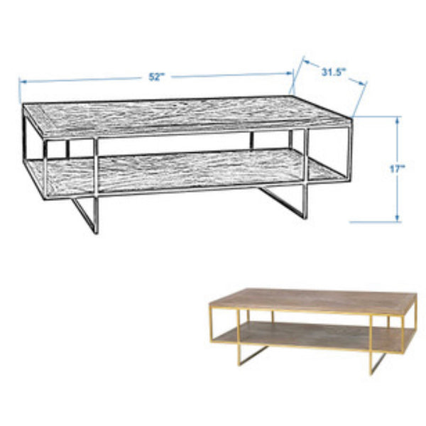 Iron & Wooden Inly Coffee Table