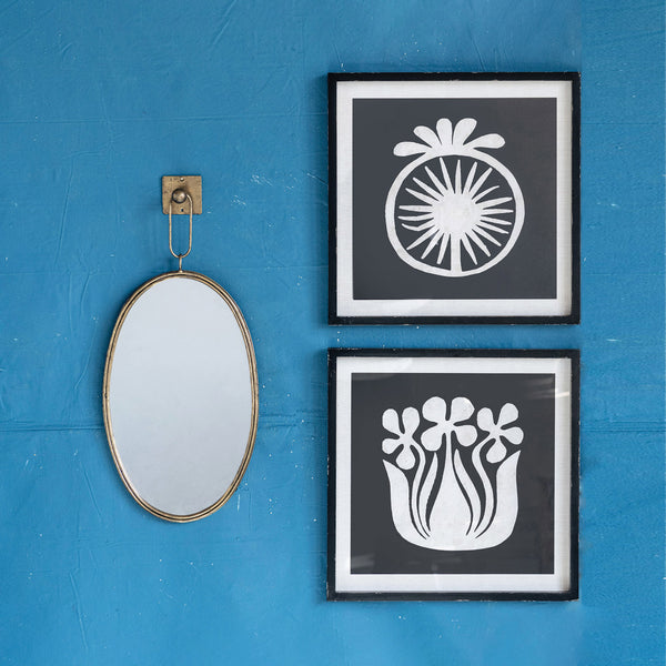 Gold Oval Mirror w/ Bracket