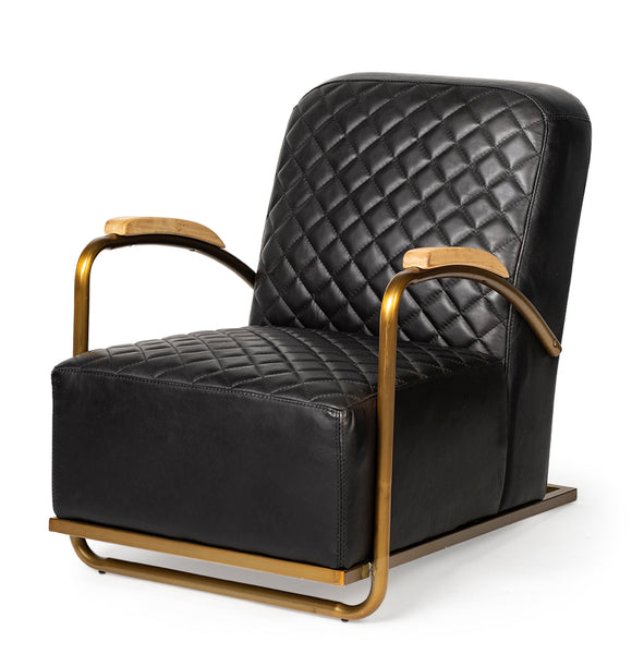 Black Leather Diamond Pattern Chair