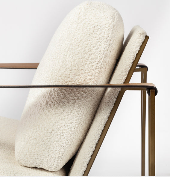 Cream Fabric & Gold Frame Accent Chair