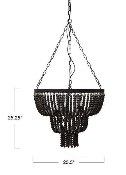 Black Wood Beads & Metal chandelier