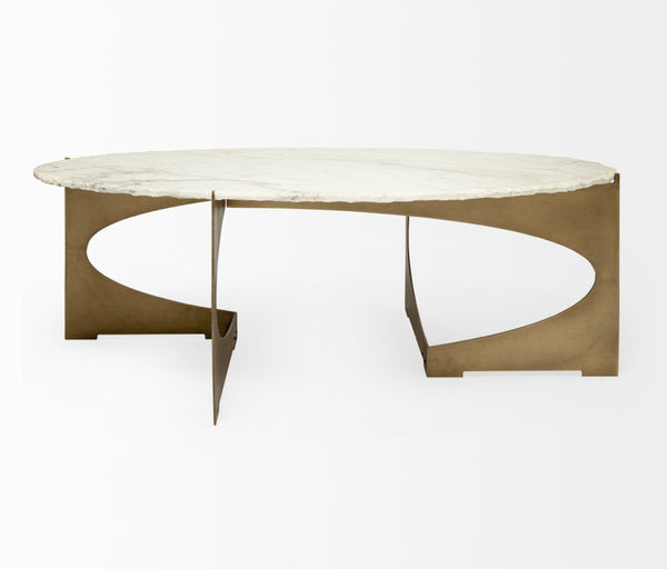 Oval Marble & Gold Iron Coffee Table